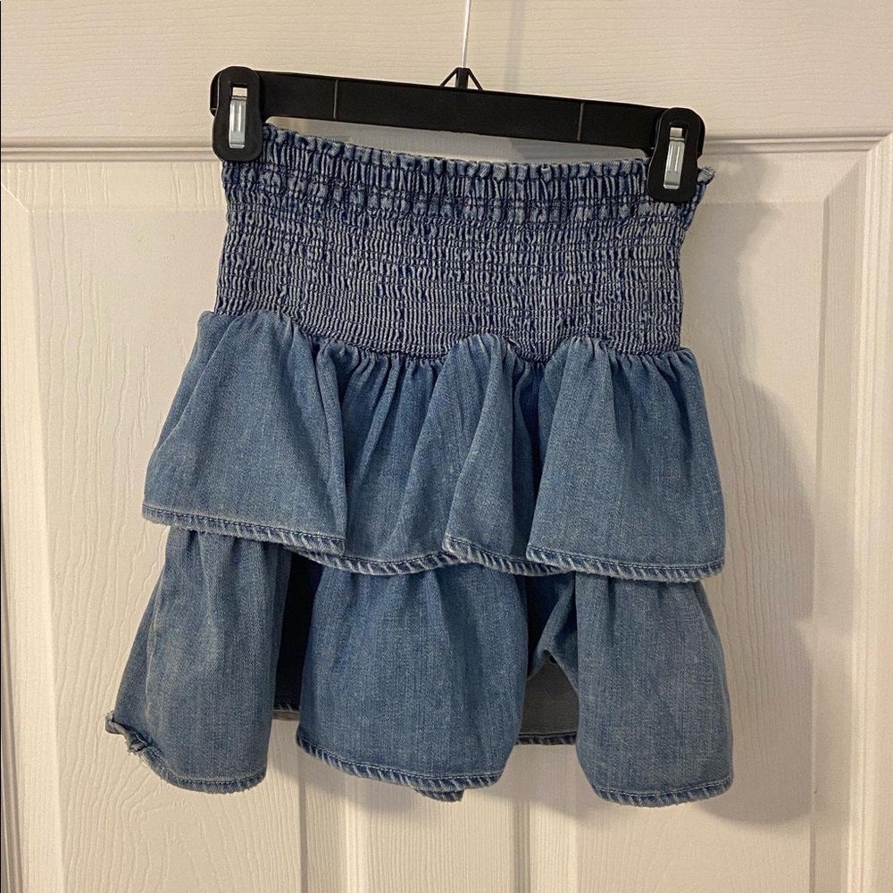 Aerie Frills 'N' Thrills Denim Mini Skirt